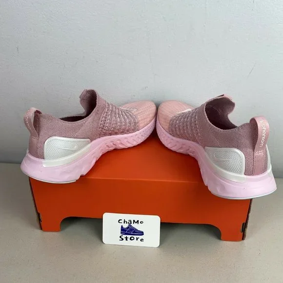 Nike React Phantom Run Flyknit 2 Womens Pink Glaze Laceless Half Box - Picture 5 of 16